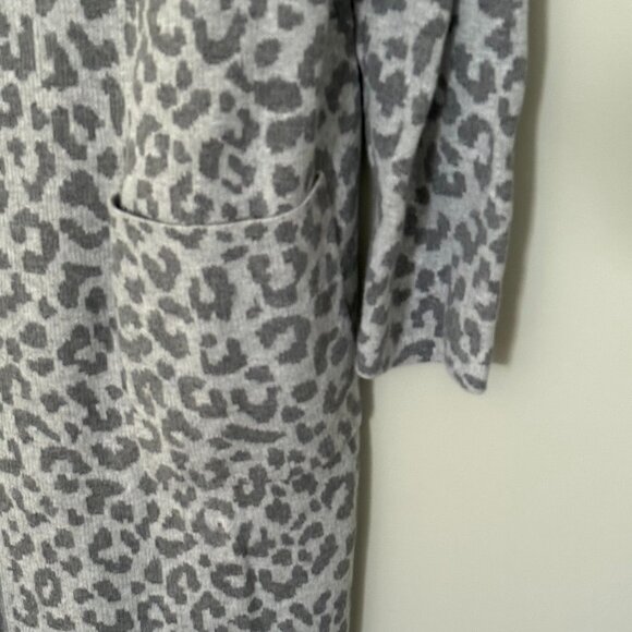 Jessica Simpson Animal Print Cotton Open Front Long Duster Sweater Gray XL - Picture 2 of 6